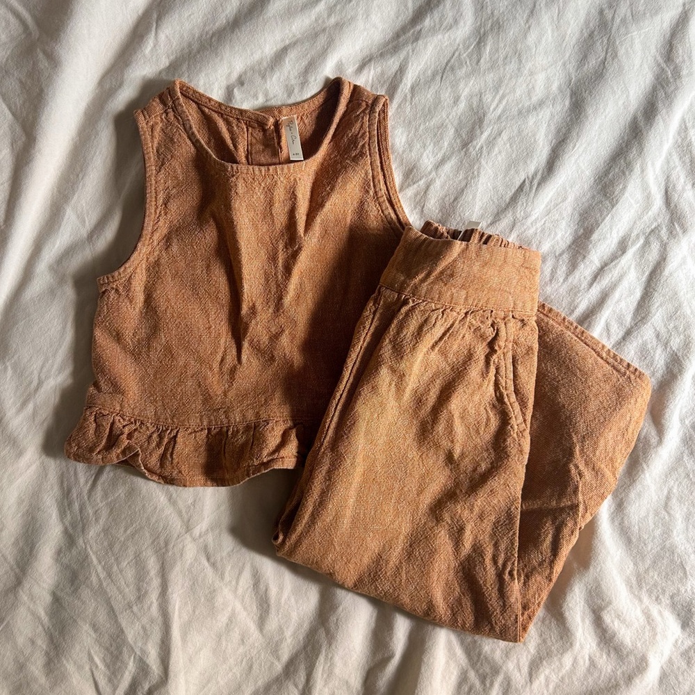 Rylee + Cru Rust Orange Corduroy Kids Matching Set